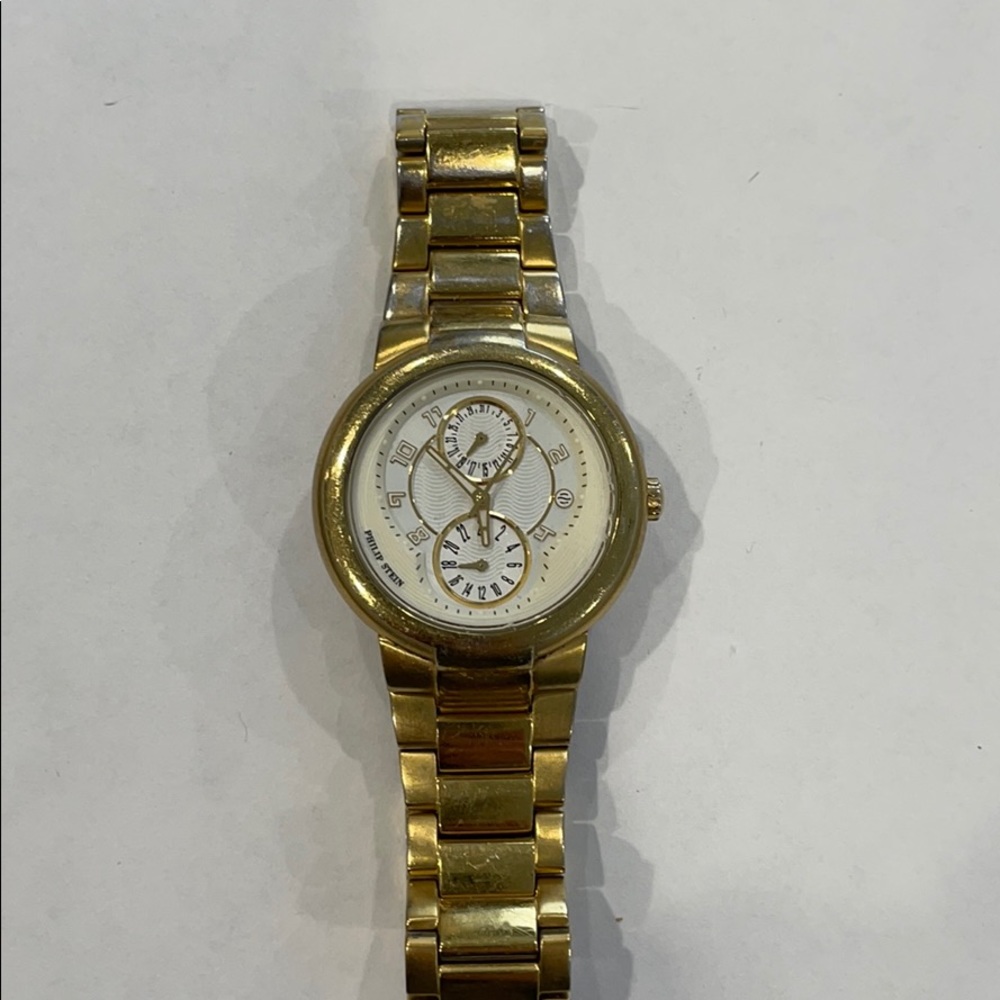 Philip Stein unisex 38 mm gold plated watch